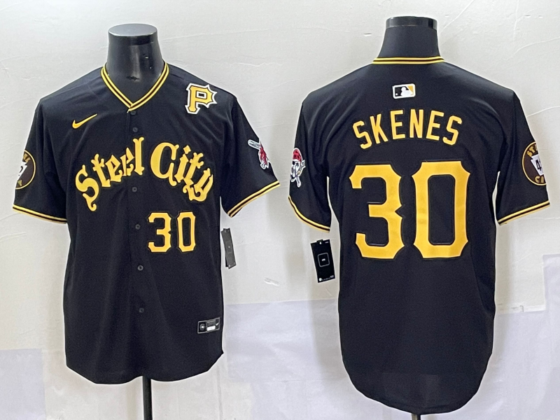 Men 2025 Pittsburgh Pirates #30 Skenes Black Game Nike MLB Jersey style 02->pittsburgh pirates->MLB Jersey